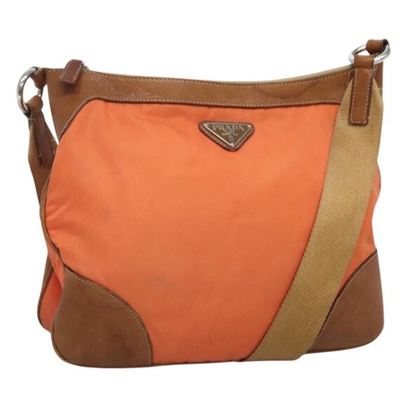 PRADA Shoulder Bag Nylon Orange Silver Auth - Picture 1 of 14